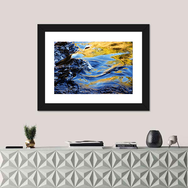 Autumn Trees In Mountain Stream Water Canvas Wall Art