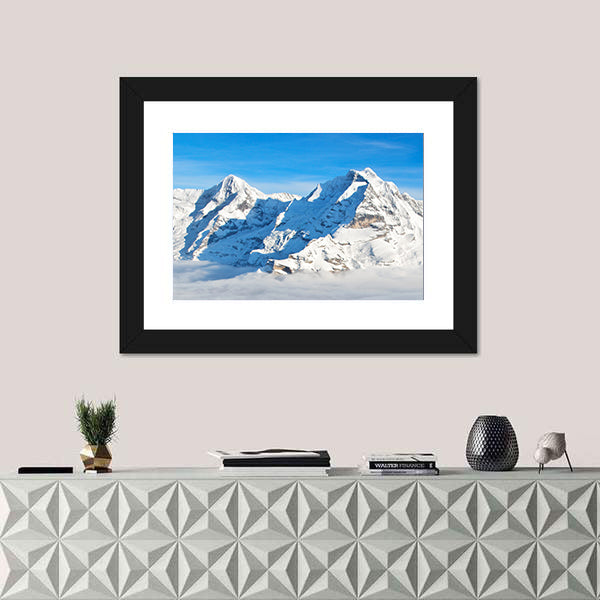 Swiss Alps In Winter Canvas Wall Art