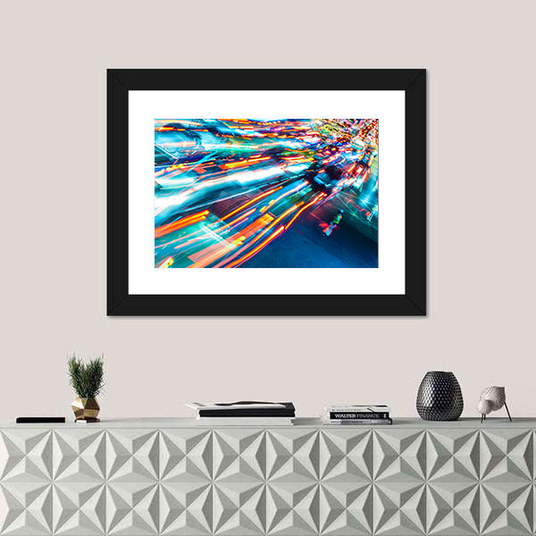Car Lights Trails Canvas Wall Art