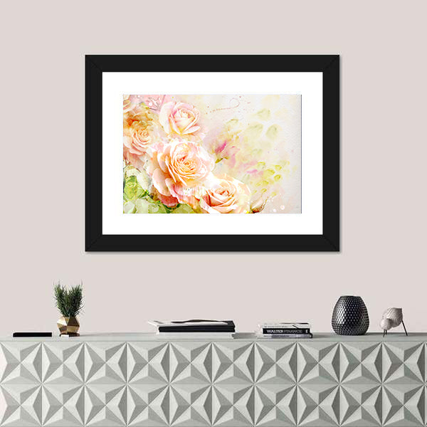 Soft Pastel Watercolor Roses Canvas Wall Art