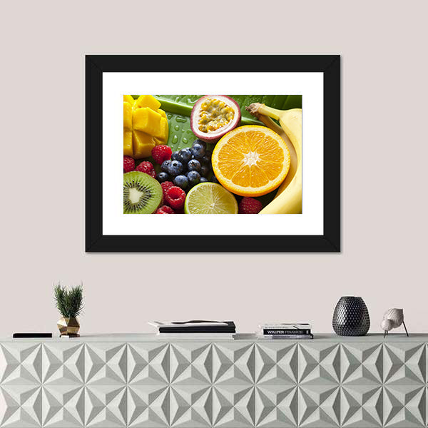 Fresh Tropical Fruit Still Life Canvas Wall Art