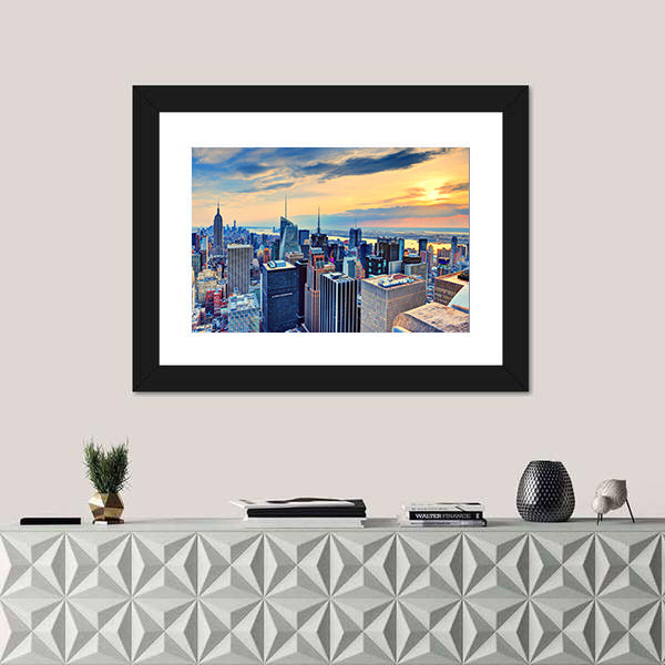 New York City Skyline at Dusk Canvas Wall Art