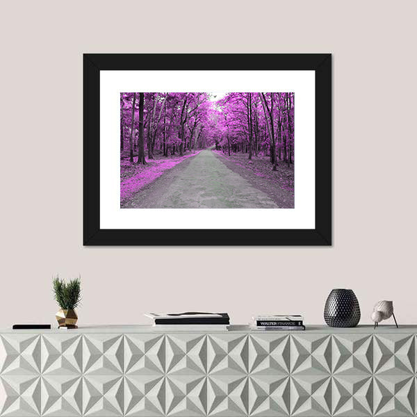 Forest Road In Autumn Canvas Wall Art