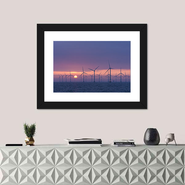 Lillgrund Offshore Wind Farm At Daybrake Canvas Wall Art