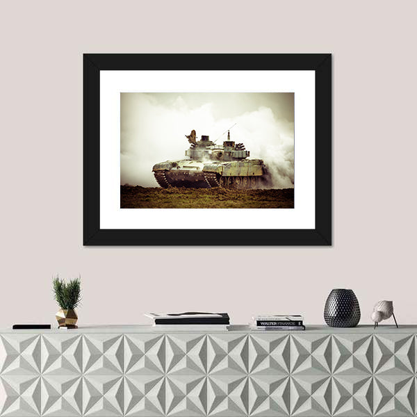 Military Tank On War Canvas Wall Art