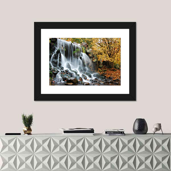 Autumn Waterfall in Sonsbeek Park Arnhem Canvas Wall Art