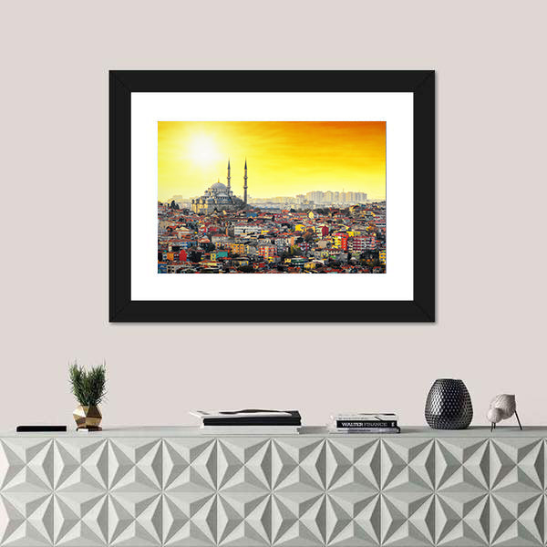Mosque Suleymaniye At Sunset In Istanbul Canvas Wall Art