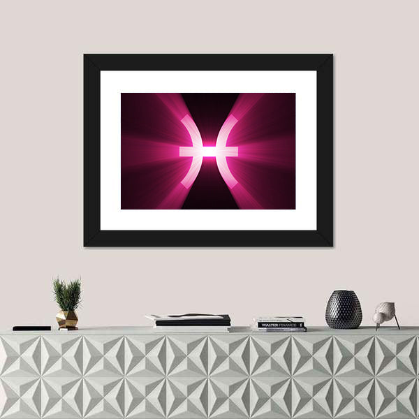 Glowing Pisces Zodiac Symbol Canvas Wall Art