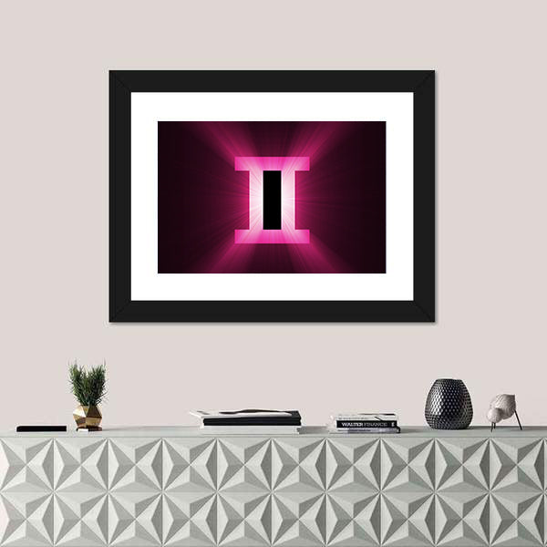 Glowing Gemini Zodiac Symbol Canvas Wall Art