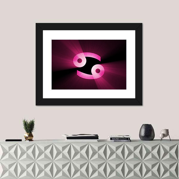 Magenta Cancer Zodiac Symbol Canvas Wall Art