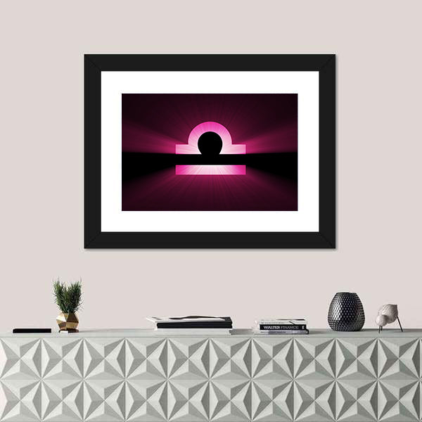 Glowing Magenta Libra Zodiac Symbol Canvas Wall Art