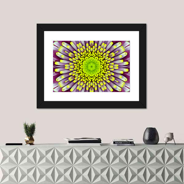 Purple And Green Concentric Flower Canvas Wall Art