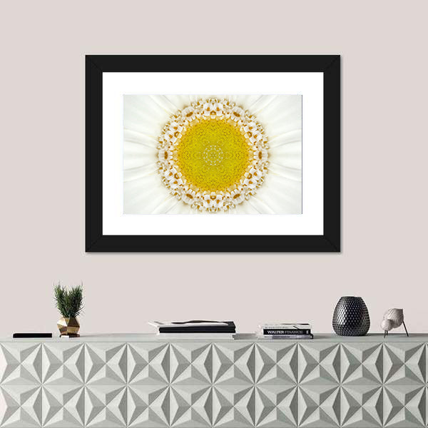 White Concentric Flower Canvas Wall Art