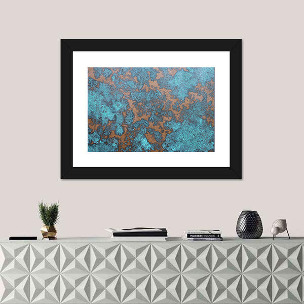 Aqua Rust Abstract Canvas Wall Art