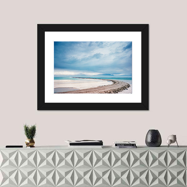 Dead Sea Coastline with Jordan Mountains Canvas Wall Art