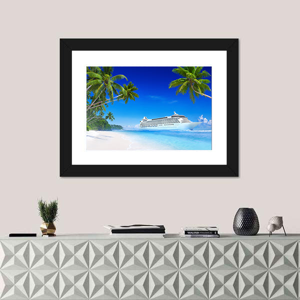 Cruise Ship in Tropical Waters Canvas Wall Art