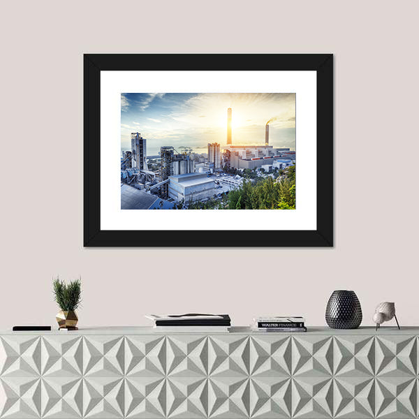 Glowing Petrochemical Plant at Sunset Canvas Wall Art