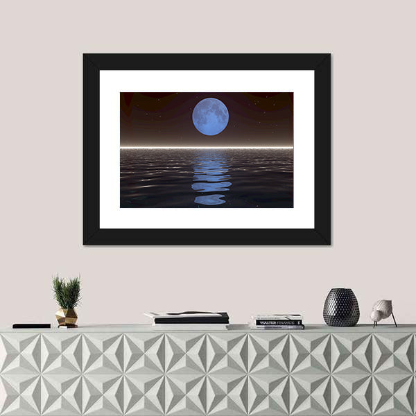 Surreal Moonset Over Water Canvas Wall Art