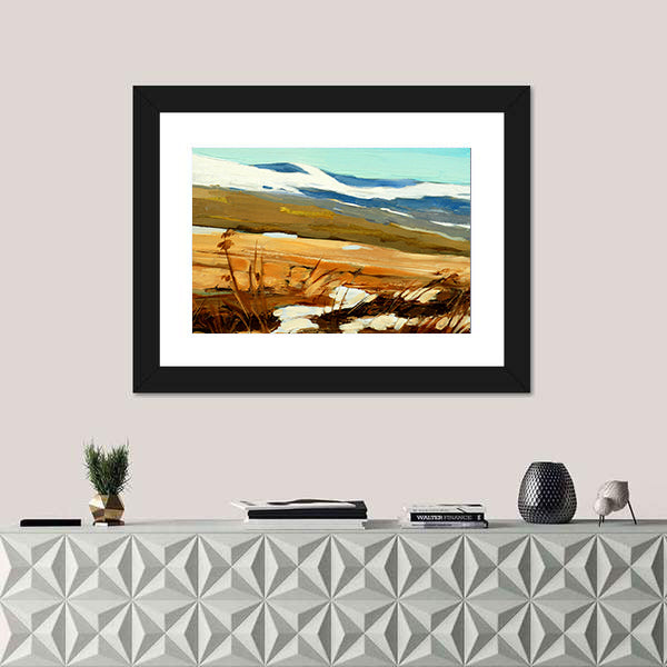 Winter Snow-capped Hills Landscape Canvas Wall Art