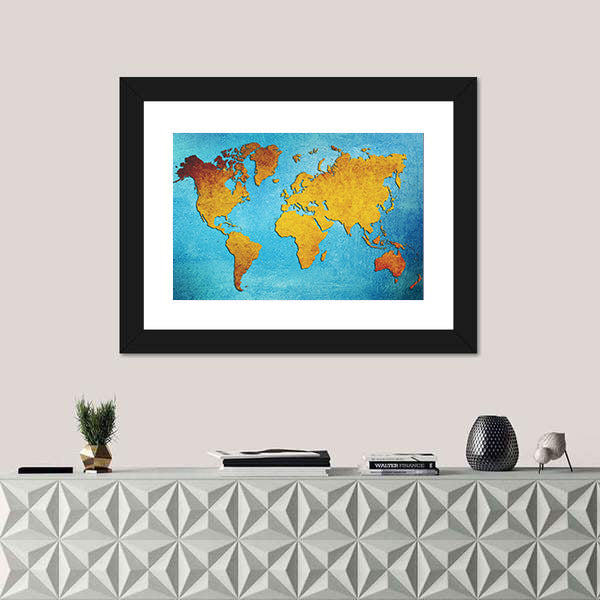 Grunge World Map Canvas Wall Art