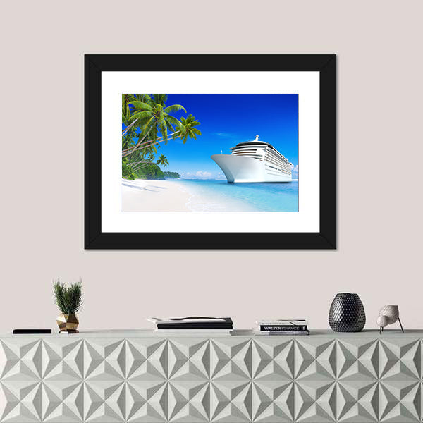Summertime Cruise Ship by Tropical Beach Canvas Wall Art