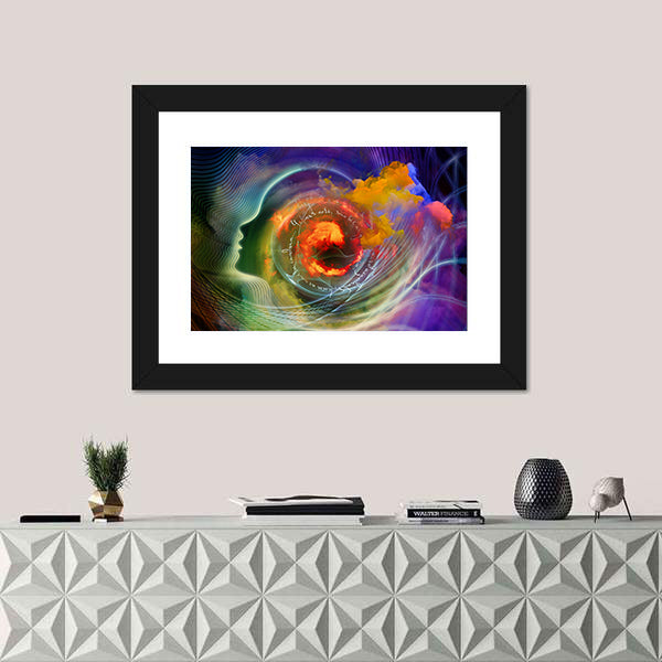 Human Profile & Fractal Forms Canvas Wall Art