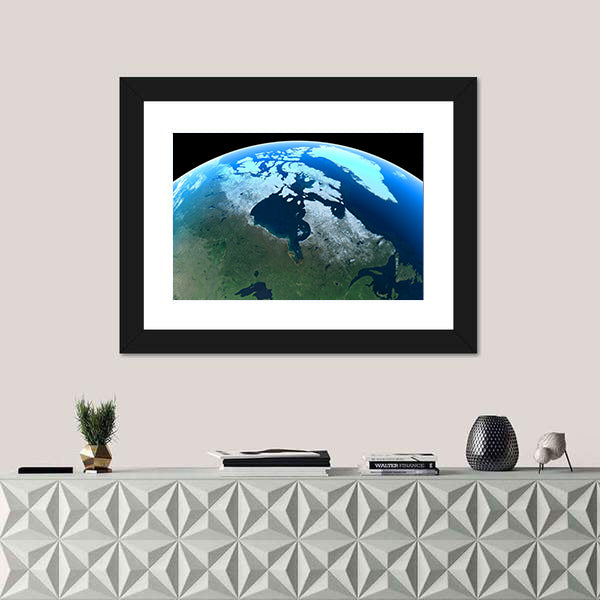 Canada & Greenland From Space Canvas Wall Art