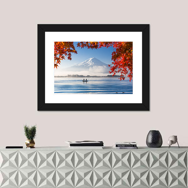 Fuji Mountain Lake In Autumn Canvas Wall Art