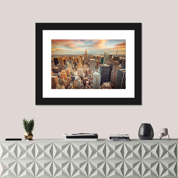 New York City At Sunset Canvas Wall Art