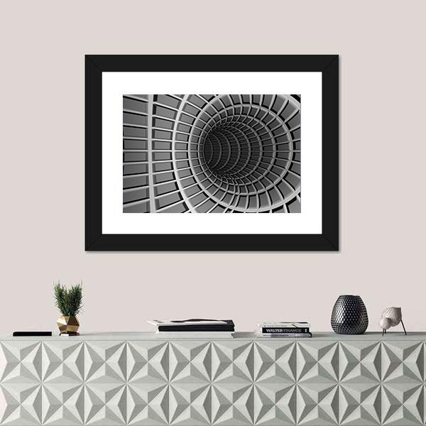 Dark Metal Tunnel Abstract Canvas Wall Art