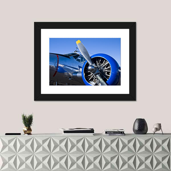 Close Up Of Vintage Military Airplane Canvas Wall Art