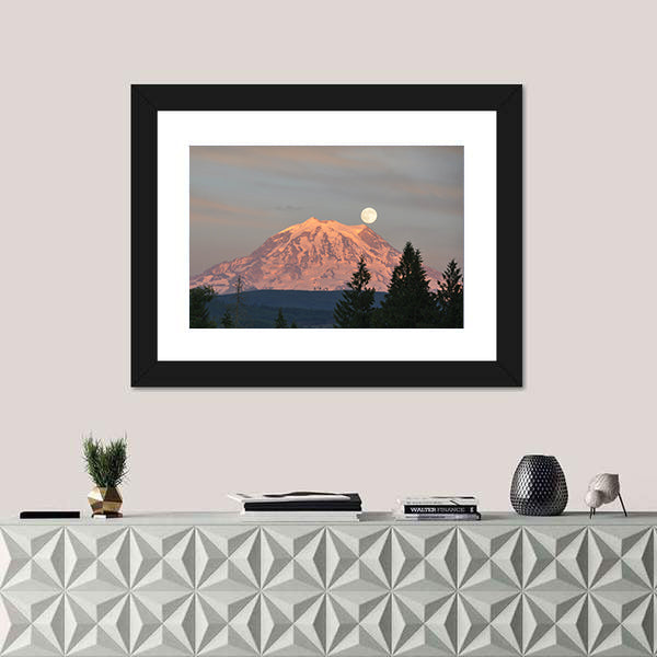 Supermoon Over Mount Rainier Canvas Wall Art