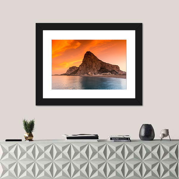 Rock of Gibraltar at Sunset Canvas Wall Art