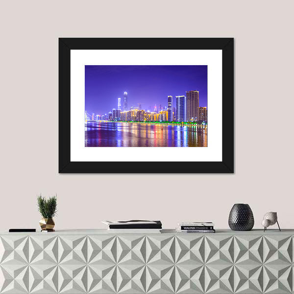 Guangzhou Skyline Over Pearl River Canvas Wall Art