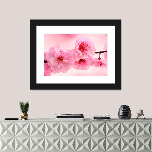 Pink Flowers In Spring Canvas Wall Art