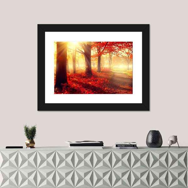 Autumn Park in Morning Sun Canvas Wall Art
