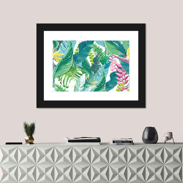 Exotic Tropical Leaves and Flowers Canvas Wall Art