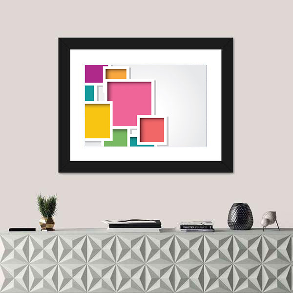 3d Layered Geometric Squares Canvas Wall Art