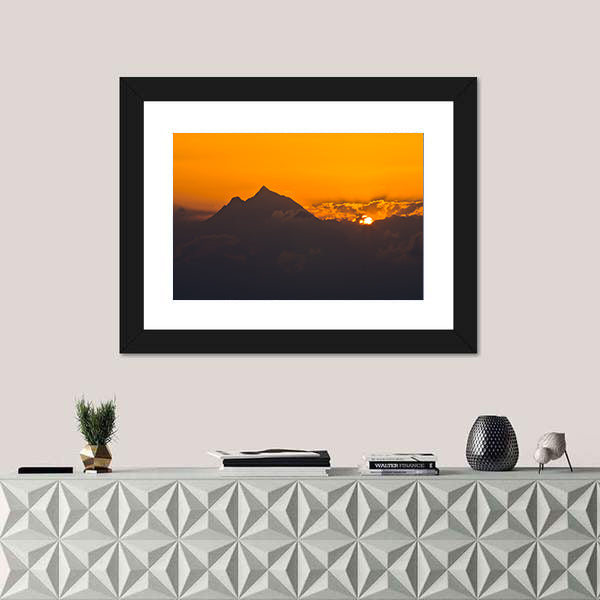 Sunrise At Holy Mountain Athos In Chalkidiki Greece Canvas Wall Art