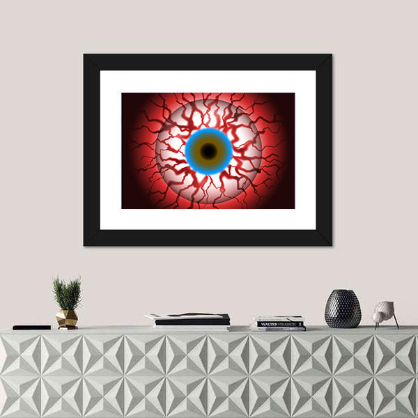 Spooky Bloodshot Eyeball With Veins Canvas Wall Art