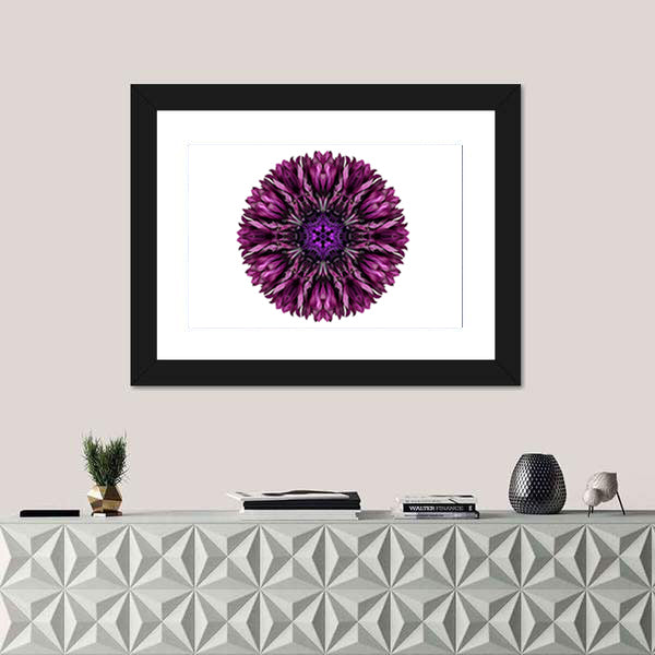 Purple Cornflower Mandala Canvas Wall Art