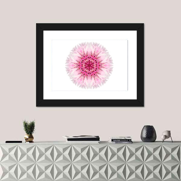Pink Cornflower Mandala Canvas Wall Art