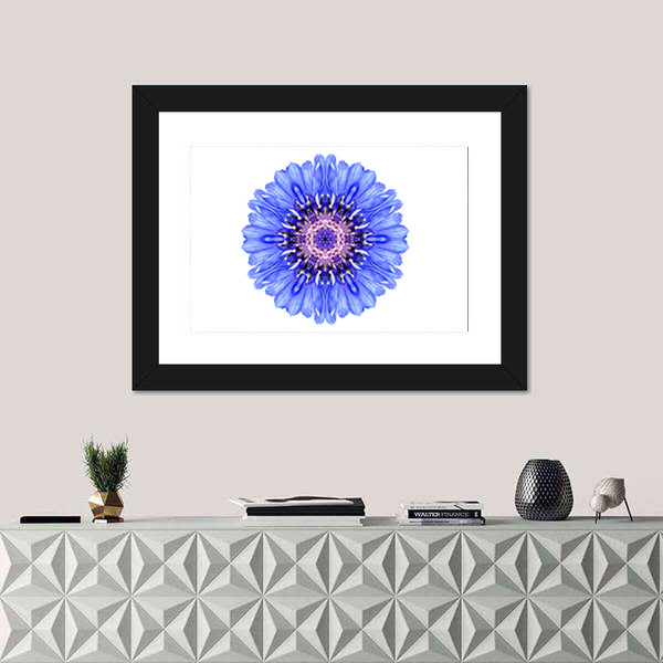 Blue Cornflower Mandala Canvas Wall Art