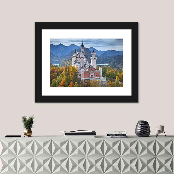 Neuschwanstein Castle with Turquoise Lake Canvas Wall Art