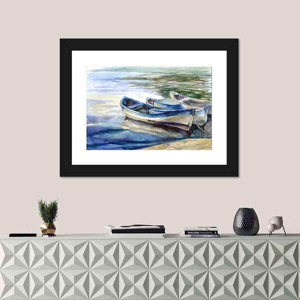 Seascape with Three Boats Canvas Wall Art