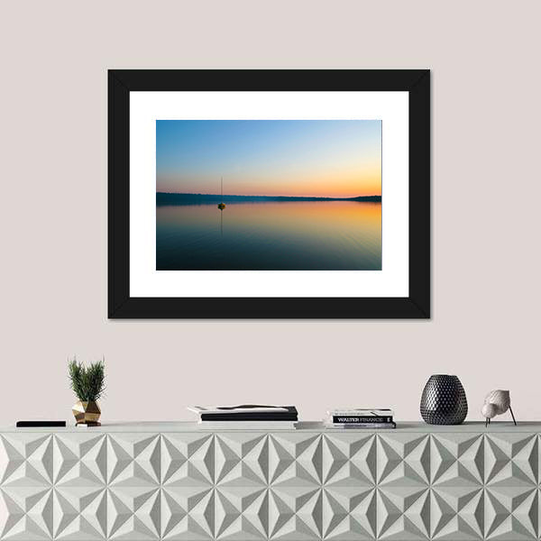 Sunset In Cyprus Lake Canvas Wall Art