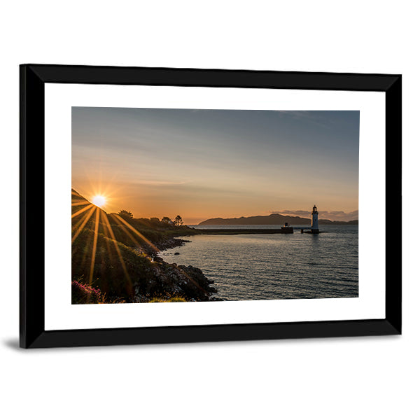 Sunset At Tobermory Lighthouse Scotland Canvas Wall Art