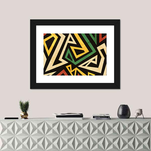 African Geometric Seamless Pattern Canvas Wall Art