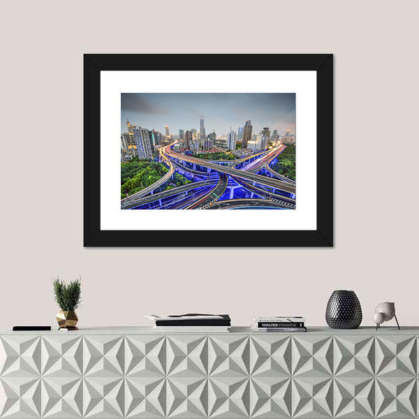 Shanghai Highway Junctions Canvas Wall Art