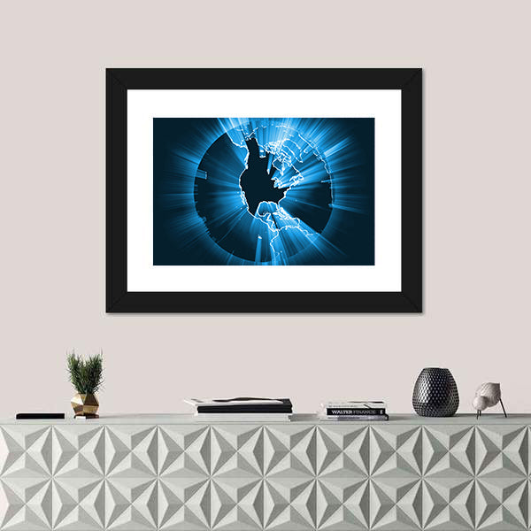 Glowing Coastline Starburst Light Flare Canvas Wall Art